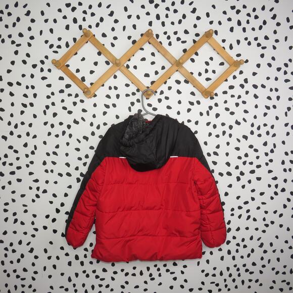 Wonder Nation Red and Black Boys Hooded Puffer Jacket - Picture 3 of 7